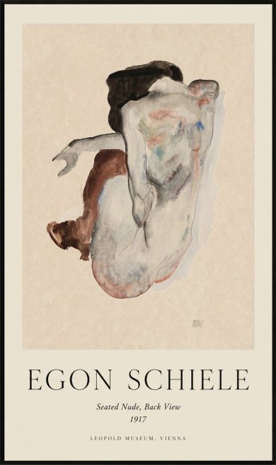 Schiele Seated Nude, Back View No1 - Poster