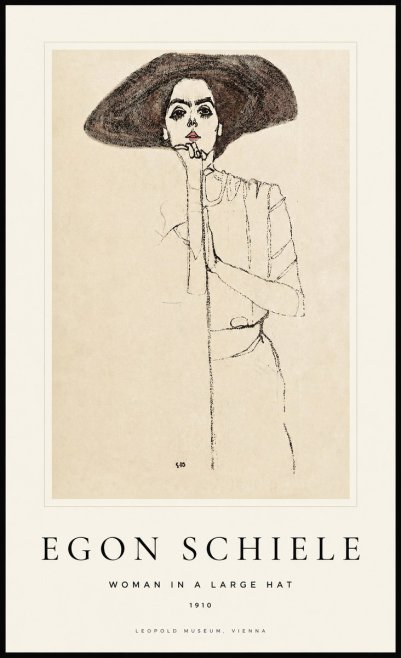 Schiele Woman in a Large Hat No1 - Poster