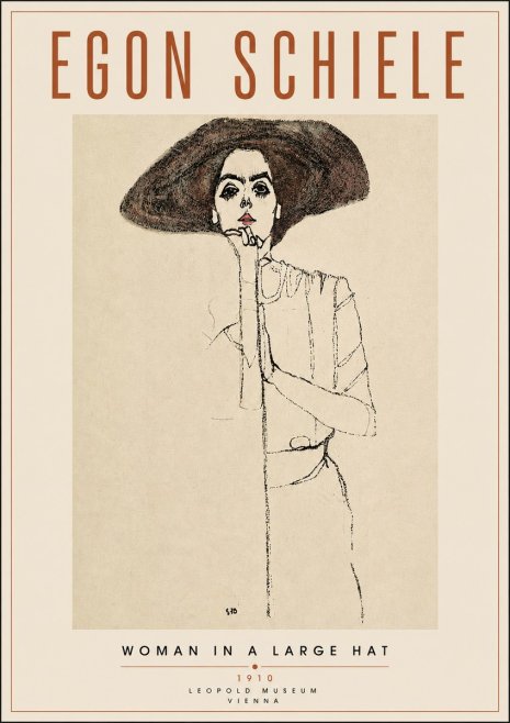 Schiele Woman in a Large Hat No4 - Poster