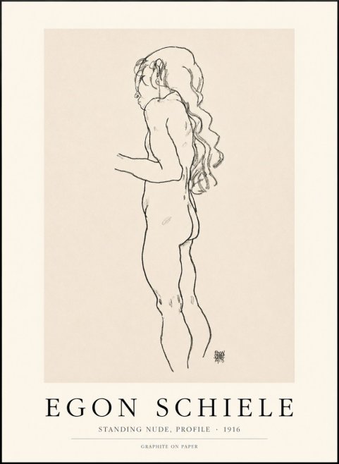 Schiele Standing Nude, Profile No1 - Poster