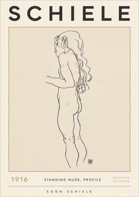 Schiele Standing Nude, Profile No2 - Poster