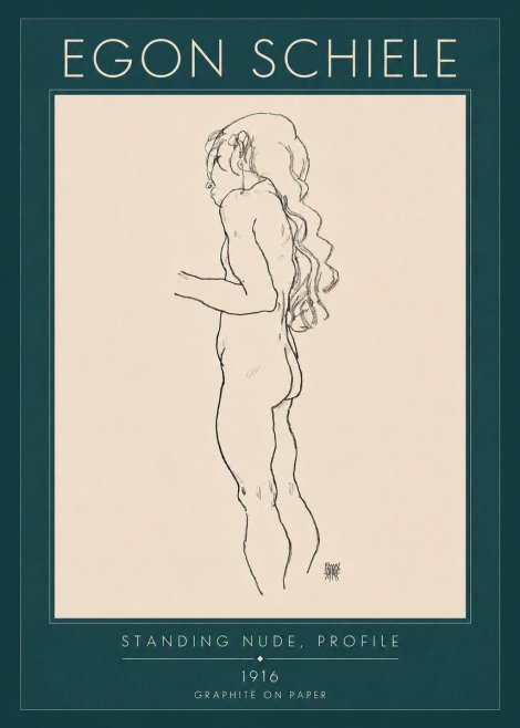 Schiele Standing Nude, Profile No4 - Poster