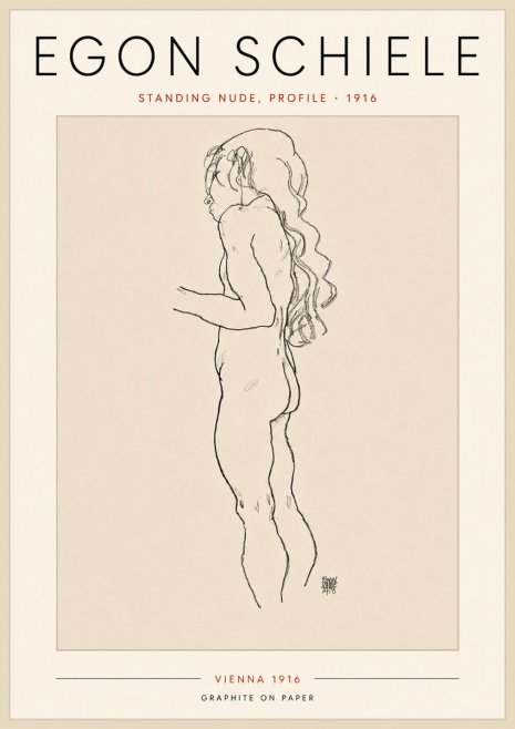 Schiele Standing Nude, Profile No5 - Poster