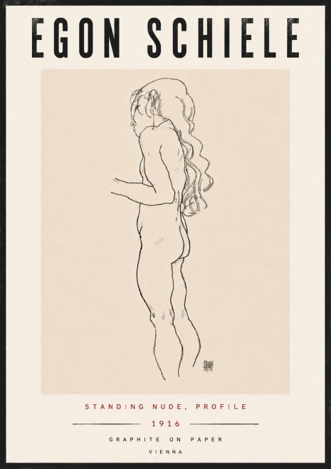 Schiele Standing Nude, Profile No6 - Poster