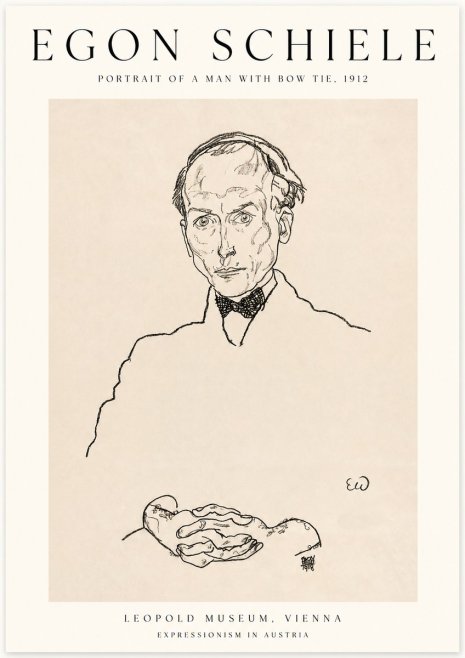 Schiele Portrait of a Man with Bow Tie, 1912 No1 - Poster