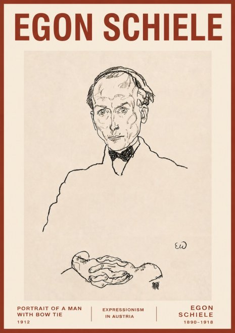 Schiele Portrait of a Man with Bow Tie, 1912 No3 - Poster