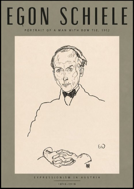 Schiele Portrait of a Man with Bow Tie, 1912 No4 - Poster