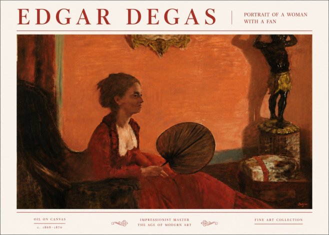 Edgar Degas Portrait of a Woman with a Fan No6 - Poster