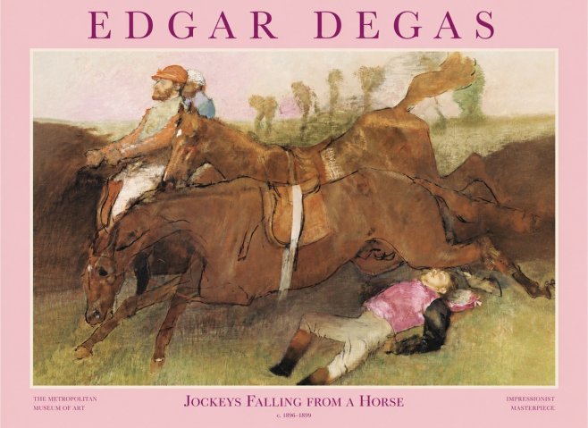 Edgar Degas Jockeys Falling from a Horse No1 - Poster