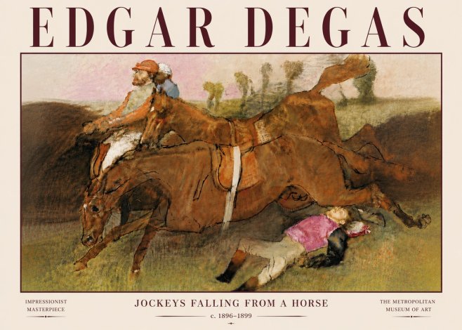 Edgar Degas Jockeys Falling from a Horse No6 - Poster