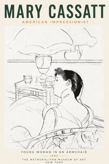 Mary Cassatt Young Woman in an Armchair No3 - Poster