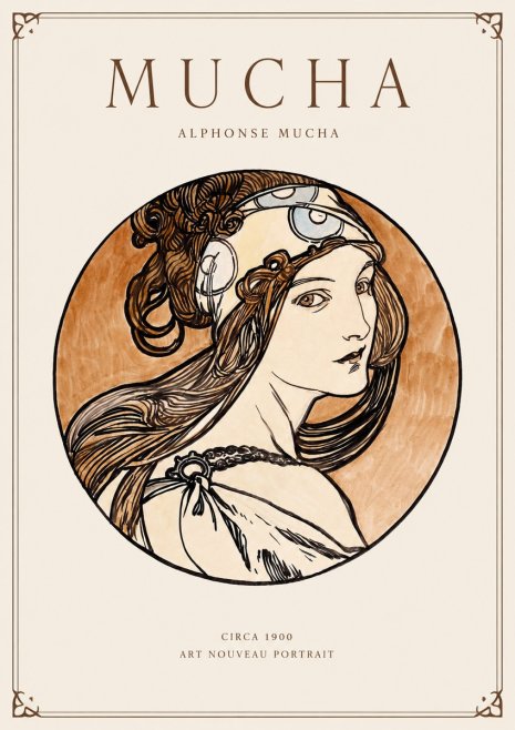 Mucha Art Nouveau Portrait I No1 - Poster