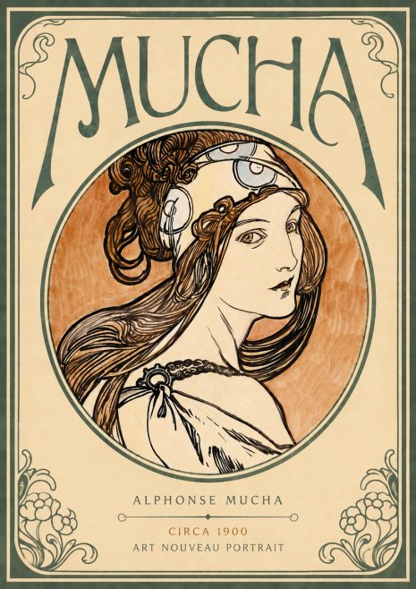 Mucha Art Nouveau Portrait I No4 - Poster