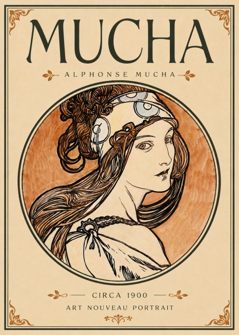 Mucha Art Nouveau Portrait I No6 - Poster