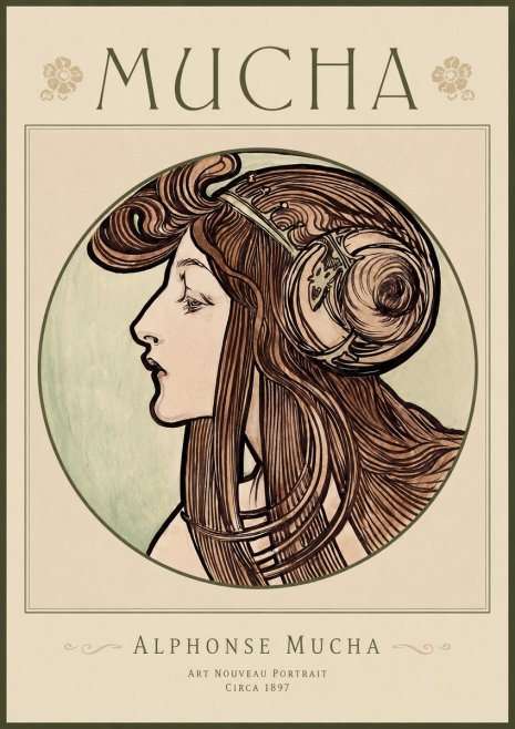 Mucha Art Nouveau Portrait II No1 - Poster