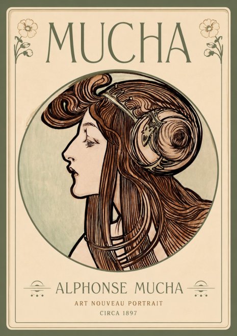 Mucha Art Nouveau Portrait II No4 - Poster