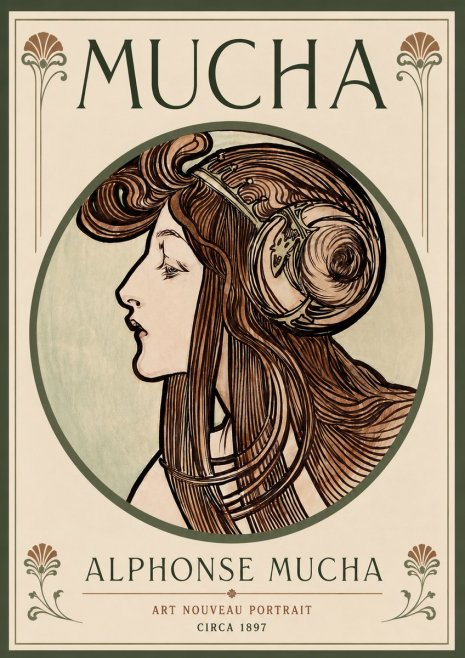 Mucha Art Nouveau Portrait II No5 - Poster