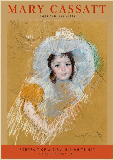 Mary Cassatt Portrait of a Girl in a White Hat No2 - Poster