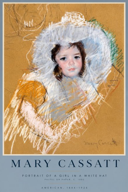 Mary Cassatt Portrait of a Girl in a White Hat No3 - Poster