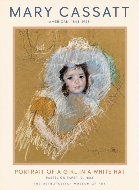 Mary Cassatt Portrait of a Girl in a White Hat No5 - Poster