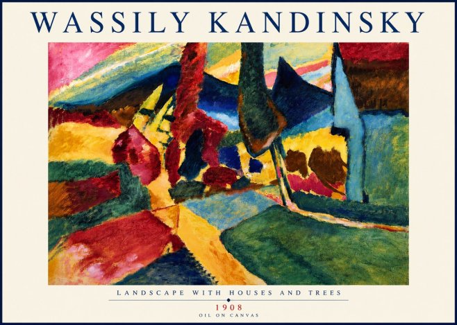Kandinsky Landscape with Houses and Trees No4 - Poster