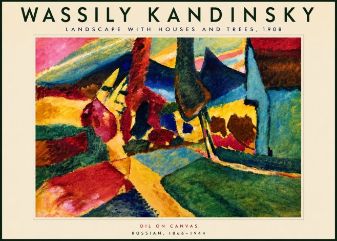 Kandinsky Landscape with Houses and Trees No6 - Poster