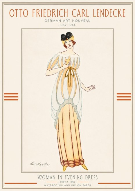 Otto Friedrich Carl Lendecke Woman in Evening Dress No3 - Poster