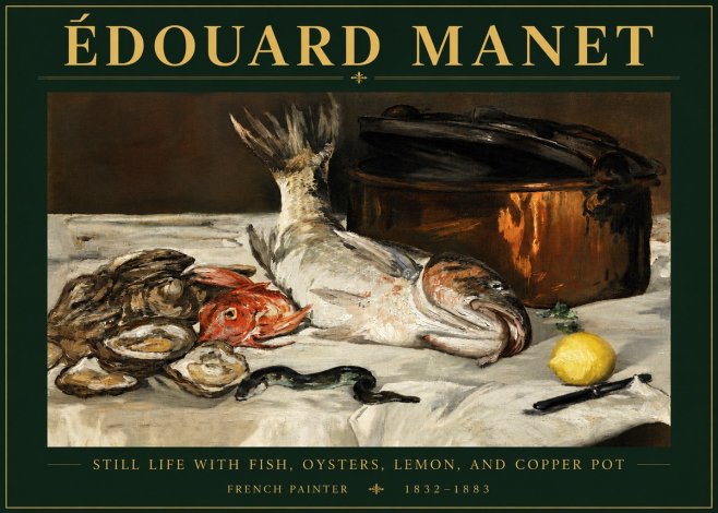 Édouard Manet Still Life with Fish, Oysters, Lemon, and Copper Pot No4 - Poster