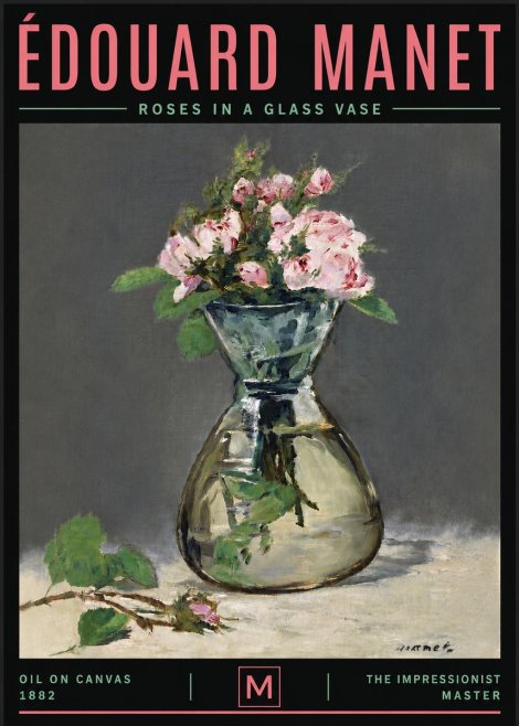 Édouard Manet Roses in a Glass Vase II No6 - Poster