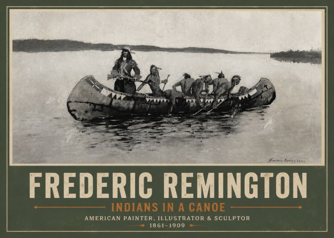 Frederic Remington Indians in a Canoe No5 - Poster