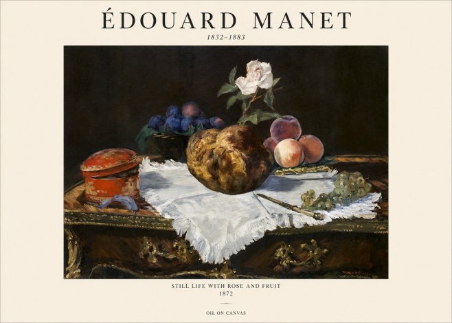 Édouard Manet Still Life with Rose and Fruit No1 - Poster
