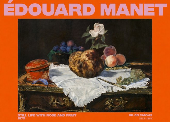 Édouard Manet Still Life with Rose and Fruit No2 - Poster