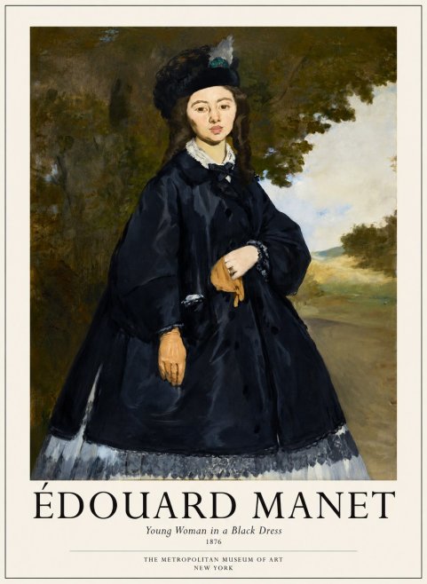 Édouard Manet Young Woman in a Black Dress No1 - Poster