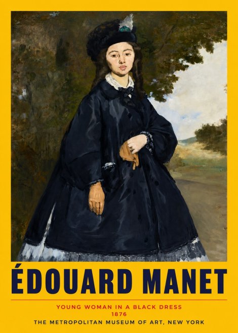 Édouard Manet Young Woman in a Black Dress No2 - Poster