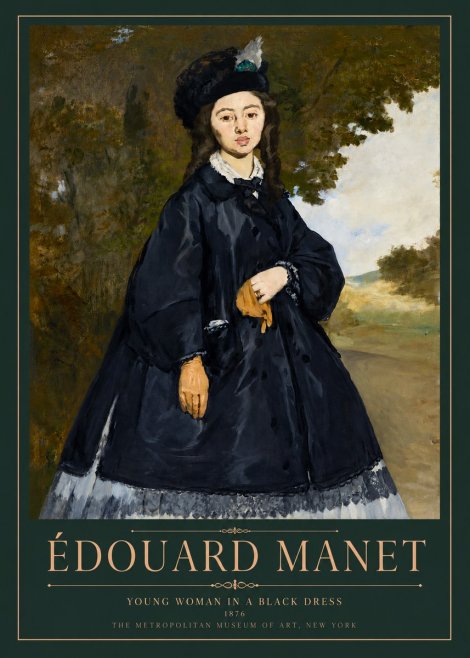 Édouard Manet Young Woman in a Black Dress No3 - Poster