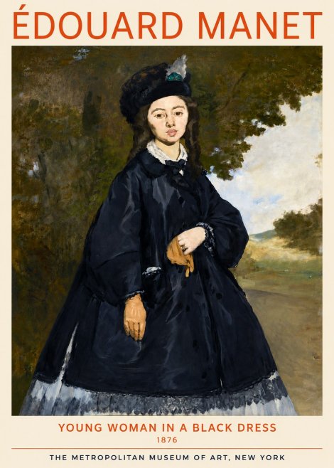 Édouard Manet Young Woman in a Black Dress No4 - Poster