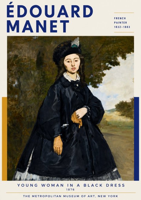 Édouard Manet Young Woman in a Black Dress No6 - Poster