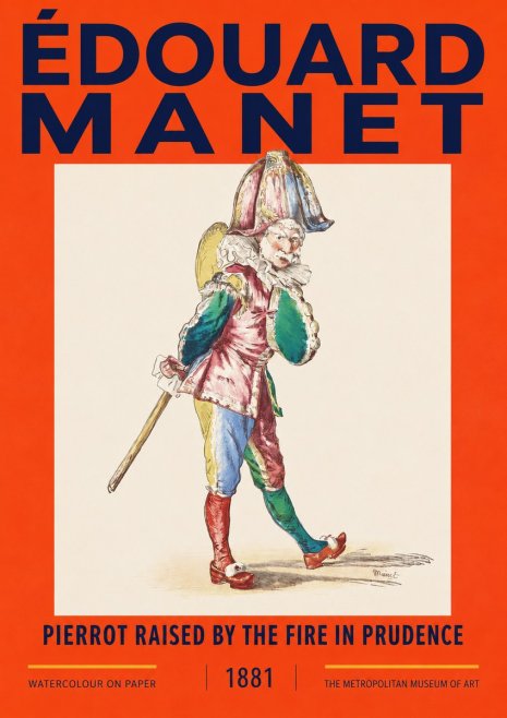 Édouard Manet Pierrot Raised by the Fire in Prudence No2 - Poster