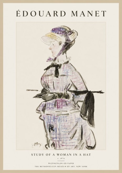 Édouard Manet Study of a Woman in a Hat No1 - Poster