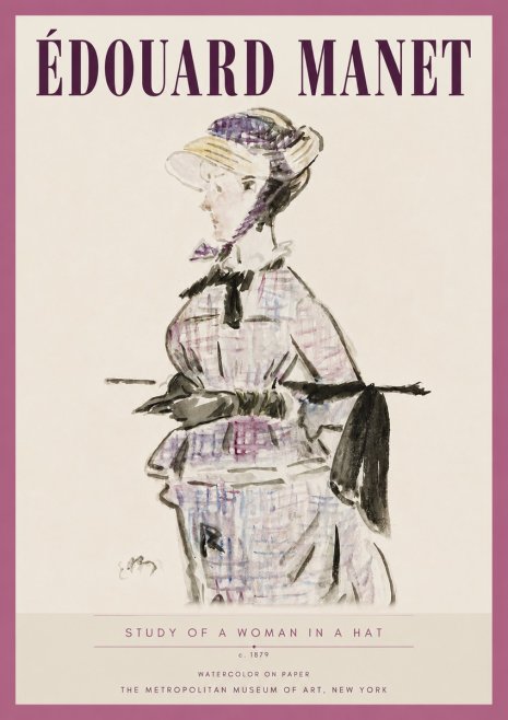 Édouard Manet Study of a Woman in a Hat No4 - Poster