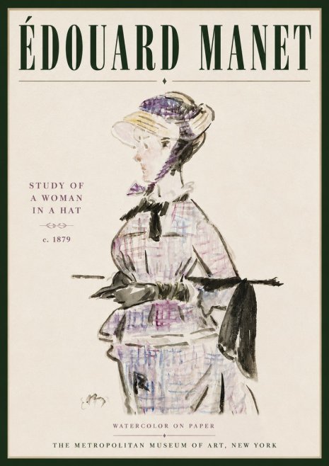 Édouard Manet Study of a Woman in a Hat No5 - Poster