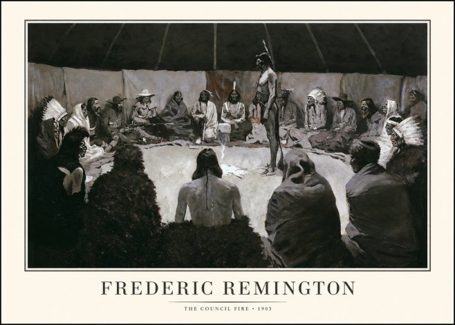 Frederic Remington The Council Fire II No1 - Poster
