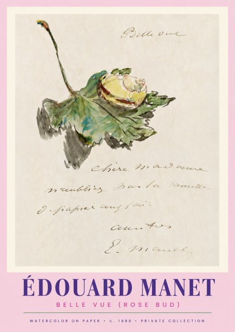 Édouard Manet A Rosebud with Leaf No4 - Poster