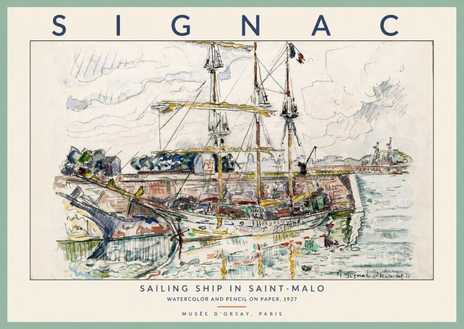 Signac Sailing Ship in Saint-malo No2 - Poster