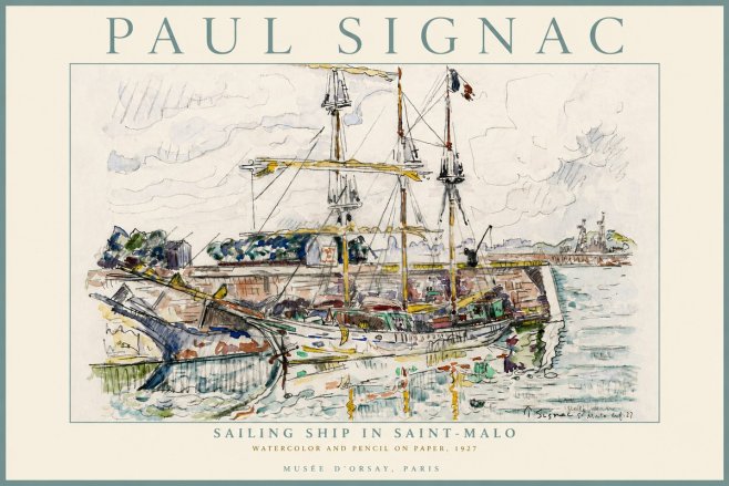 Signac Sailing Ship in Saint-malo No6 - Poster