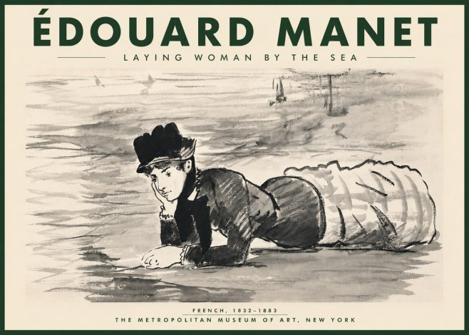 Édouard Manet Laying Woman by the Sea No4 - Poster