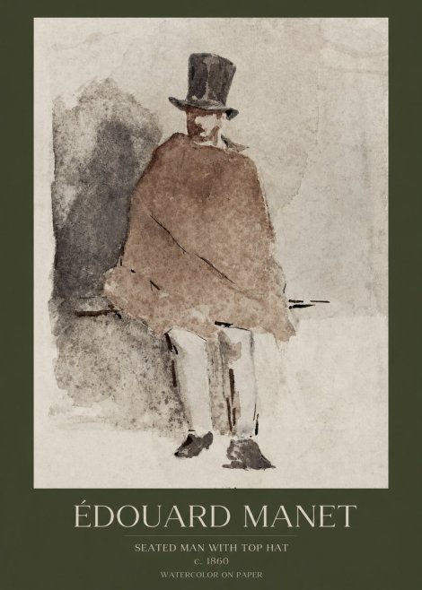Édouard Manet Seated Man with Top Hat No1 - Poster