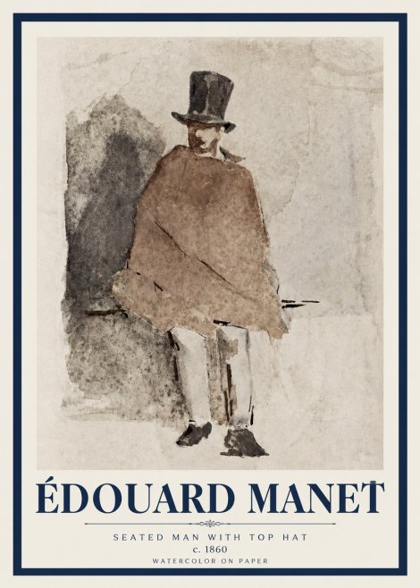 Édouard Manet Seated Man with Top Hat No3 - Poster