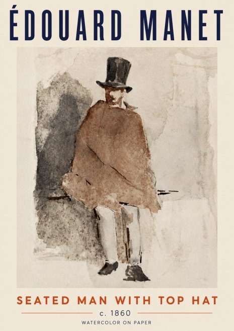 Édouard Manet Seated Man with Top Hat No5 - Poster
