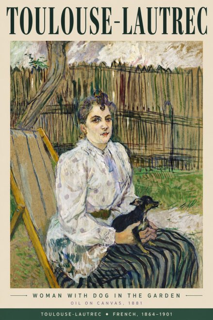 Toulouse-Lautrec Woman with Dog in the Garden No3 - Poster